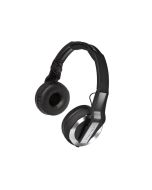 Pioneer HDJ-500-K DJ headphones with 40mm drivers, foldable headband, rotating earcups, cushioned pads, and wired connection for DJ monitoring and music listening.