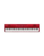 Korg Liano 88 key slim lightweight digital piano in vibrant metallic red finish displaying sleek control layout and front facing bass reflex ports