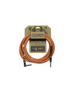Orange Crush 6 metre instrument cable with angled and straight 1/4 inch jack connectors for guitar, bass and amplifier connections