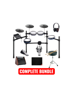 HAMPBACK ACE-320 Electric Drum Bundle with Quiet Double-Layer High-Density Mesh Drum Pads 10-Inch Dual-Zone Snare 8-Inch Tom 5-Inch Kick 12-Inch Dual-Zone Cymbals Bluetooth Sound Module 918 Sounds 72 Drum Kits and 15 Songs Including Drum Speaker Rug Thron