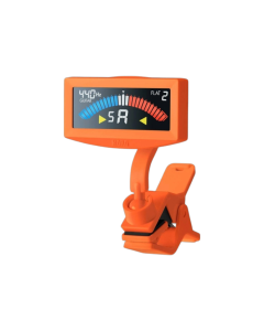 KORG AW-4G PitchCrow clip-on guitar tuner in orange with compact design and bright display for precise guitar and bass tuning