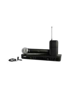 Shure BLX1288/CVL-H8E wireless combo system with PG58 handheld microphone and CVL lavalier microphone