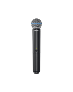 Shure BLX24E/B58-K14 wireless vocal system with Beta 58A handheld microphone and BLX4 receiver for clear vocals and reliable live performances.