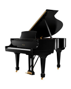 Boisselot BRE-152 Polished Ebony baby grand piano featuring solid wood keys and a high-gloss black finish