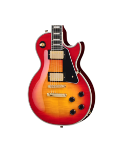 Epiphone Les Paul Custom electric guitar in Heritage Cherry Sunburst finish with dual humbucker pickups and gold hardware