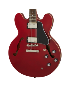 Epiphone Inspired by Gibson ES-335 semi-hollowbody electric guitar in Cherry gloss finish featuring layered maple body, Alnico Classic PRO humbuckers, and Graph Tech NuBone nut