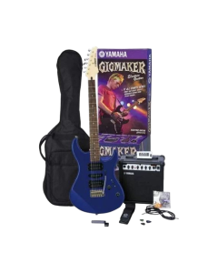 Yamaha ERG121GPII Metallic Blue electric guitar package with GA15 amplifier, gig bag, tuner, strap and accessories for beginner guitar players