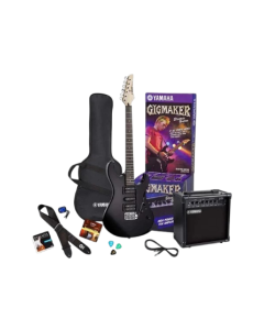 Yamaha ERG121GPII Black electric guitar package with GA15 amplifier, gig bag, tuner and accessories for beginner guitar players