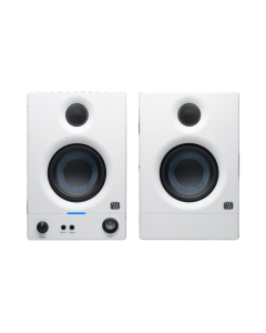 PreSonus Eris E3.5 2nd Gen white 3.5-inch powered studio monitors for music production, desktop audio and gaming setups