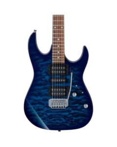 Ibanez GRX70QA-TBB Electric Guitar in Transparent Blue Burst with Quilted Maple Art Grain Top Poplar Body GRX Maple Neck Jatoba Fretboard 22 Medium Frets HSH Infinity R and Infinity RS Passive Ceramic Pickups 5-Way Pickup Selector T106 Tremolo Bridge and