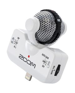 Zoom iQ5 white mid-side stereo microphone for iPhone and iPad with Lightning connector for professional mobile recording