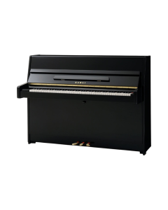 Kawai K-15E M/PEP Ebony Polish upright piano with matching bench