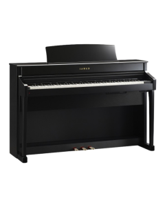 Kawai CS7 digital piano in high-gloss ebony polish cabinet featuring wooden Grand Feel keyboard, 88-key HI-XL sampling, and traditional music desk