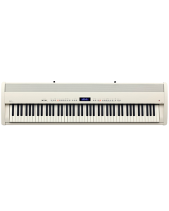Kawai ES7 portable digital piano in ivory white finish featuring 88 weighted keys with Ivory Touch, RHII action, 16x2 LCD display, and dual bass-reflex speakers