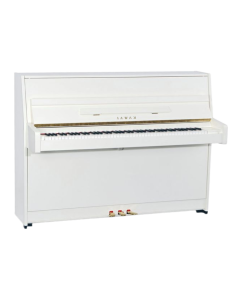 Kawai K15E WH/P white polished upright acoustic piano with bench