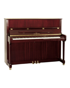 Kawai K-3 acoustic upright piano in mahogany polish cabinet featuring Millennium III carbon-fiber action, solid spruce soundboard, and Soft Fall key lid