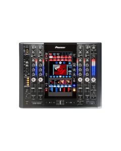 Pioneer SVM-1000 audio/video DJ mixer with large touchscreen display, four-channel mixing surface, video FX controls, and integrated AV performance system.