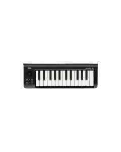 Korg microKEY Air 2 25-key Bluetooth MIDI controller with Natural Touch mini keys, joystick, octave shift buttons, and USB/Bluetooth connectivity for music production.