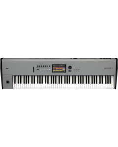 Korg NAUTILUS AT Gray 88-key music workstation with RH3 weighted hammer-action keyboard, aftertouch, 7-inch touchscreen, and matte gray finish.
