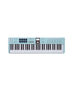 Arturia KeyLab Essential Mk3 61-key MIDI keyboard controller in Aquamarine with RGB pads, faders, encoders and DAW control integration