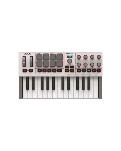 Akai Professional MPK Mini IV White 25-key MIDI keyboard controller with MPC pads, assignable knobs, pitch and modulation wheels for music production