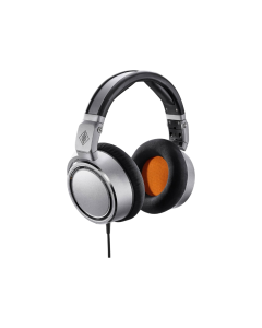 Neumann NDH 20 White Aluminum closed-back studio headphones with foldable aluminum earcups and memory foam ear pads