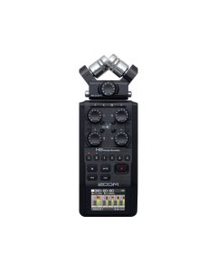 Zoom H6 handheld field recorder with interchangeable microphone capsules four XLR inputs and 6-track recording for professional audio production