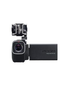 Zoom Q8 handheld video recorder with wide angle lens XLR inputs and detachable stereo microphone capsule for 4 track HD audio video recording