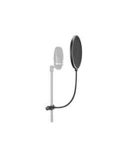 Neumann PS 20 A professional black pop screen with 20 cm dual-layer gauze filter, flexible gooseneck and microphone stand clamp.