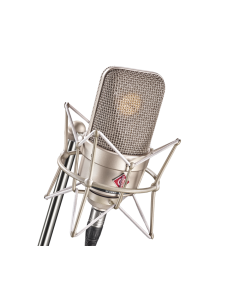 Neumann TLM 49 Set large diaphragm condenser studio microphone with nickel finish and EA 3 elastic shock mount