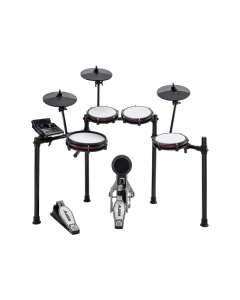 Alesis Nitro Max electronic drum kit with mesh heads, dual-zone snare, cymbals and Bluetooth drum module for practice and recording