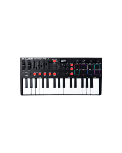 M-Audio Oxygen Pro Mini 32-key USB MIDI keyboard controller with RGB pads, faders, knobs and OLED display