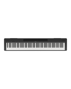 Yamaha P-145 88-key portable digital piano in black with GHC Graded Hammer Compact weighted keyboard, Yamaha CFIIIS concert grand piano sound, damper resonance, 10 instrument voices, 64-note polyphony, dual and duo modes, four reverb types, metronome, Sou