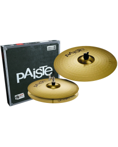 Paiste 101 Brass Essential Set 1 including 13-inch Hi-Hats and 18-inch Crash Ride cymbals for starter drum setups
