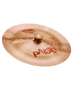 Paiste 2002 20-inch China Cymbal featuring an upturned edge, traditional lathed 2002 bronze finish, shaped bell, and iconic red Paiste logos.