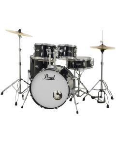 Pearl Roadshow 5-Piece Complete Drum Kit with Black Hardware & Cymbals - Jet Black