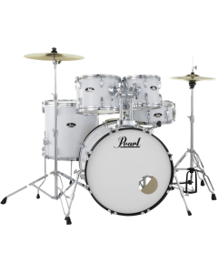 Pearl RS525SC/C Roadshow 5-piece complete acoustic drum kit with hardware, cymbals, and drum throne in #33 Pure White finish