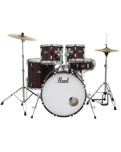 Pearl RS525SC/C Roadshow 5-piece complete acoustic drum kit with hardware, cymbals, and drum throne in #91 Red Wine finish