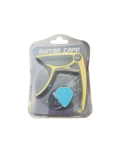 Universal gold aluminum guitar capo with guitar pick for acoustic electric and classical guitars