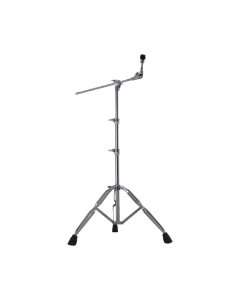 Roland DBS-10 heavy-duty double-braced chrome cymbal boom stand featuring a telescopic boom arm, fine-tooth gear tilter, and robust rubber feet for stability.