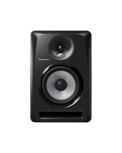 Pioneer S-DJ60X active 6-inch studio monitor speaker with bi-amp system, bass reflex enclosure, rear input panel with XLR, TRS, and RCA connections.