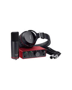 Focusrite Scarlett Solo Studio 4th Gen recording bundle with audio interface, condenser microphone, and headphones
