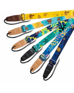 Leho colourful ukulele play strap made of nylon weave with leather ends for secure and comfortable ukulele performance use