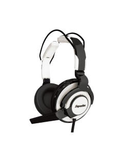 Superlux HMC631 white professional-grade over-ear PC gaming headset with flexible boom microphone and padded headband