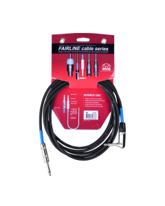 Superlux SFI3PR 3m Right-Angle Instrument Cable - 1/4" TS Straight to 1/4" TS Right-Angle