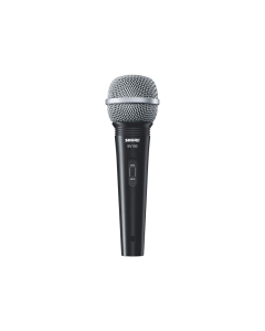 Shure SV100 cardioid dynamic vocal microphone with feedback-resistant pickup and durable metal construction for vocals, karaoke, and live performances.