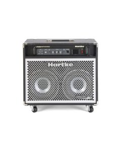 Hartke HyDrive 5210C bass combo amplifier with dual 10-inch HyDrive speakers, tube preamp section, EQ controls, and rugged cabinet design for professional bass performance.