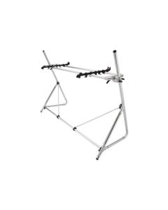 Sequenz Standard-M-SV chrome plated silver keyboard stand engineered for seventy-three and seventy-six note synthesizers and digital pianos