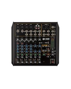 RCF F 10XR 10-channel analog mixer with built-in DSP effects, USB stereo recording interface, XLR inputs, and metal chassis for professional live sound use