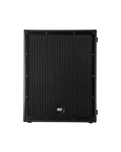 RCF SUB 8004-AS 18-inch active touring subwoofer with high-power Class-D amplifier, rugged wooden cabinet, and professional DSP-controlled bass performance